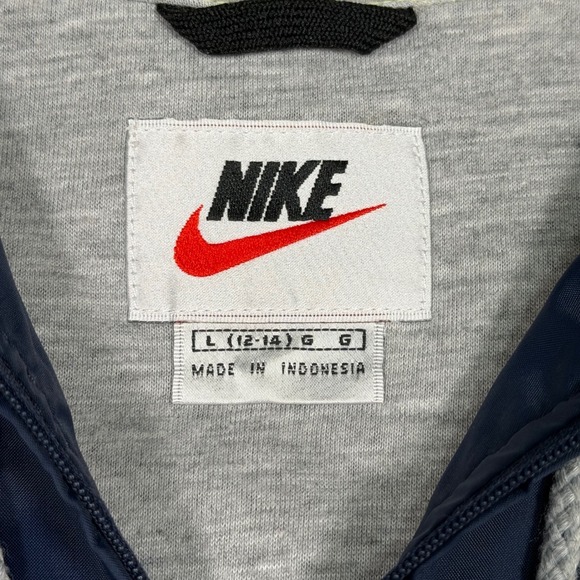 VTG 90s Nike Pullover Anorak Hooded Jacket Light Green Navy Women Large - Picture 3 of 8